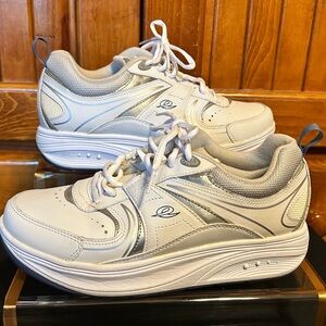 Women's White and Silver Athletic Shoes